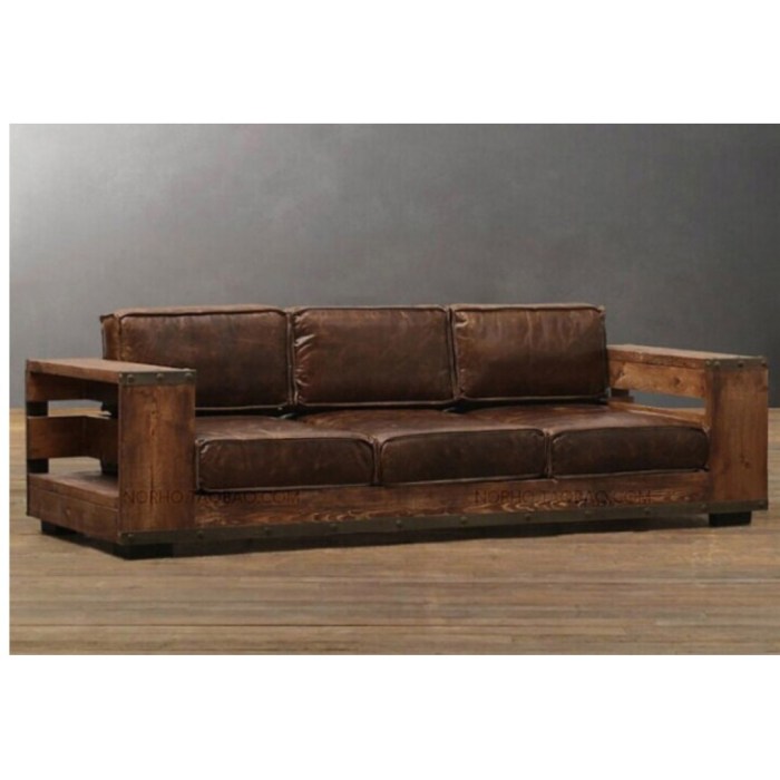 Kamar tidur industrial dengan sofa vintage